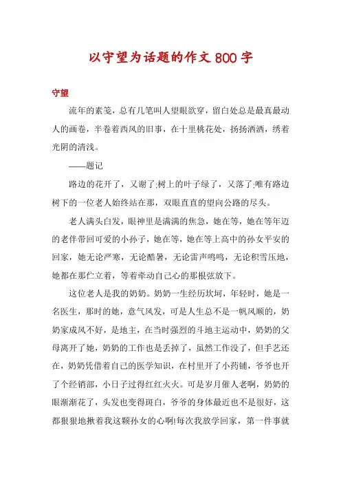 以守望为话题的作文800字