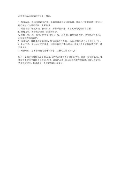 梅花品质的成语