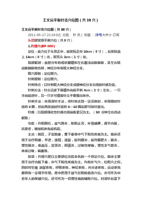 王文远平衡针灸穴位图（共38穴）