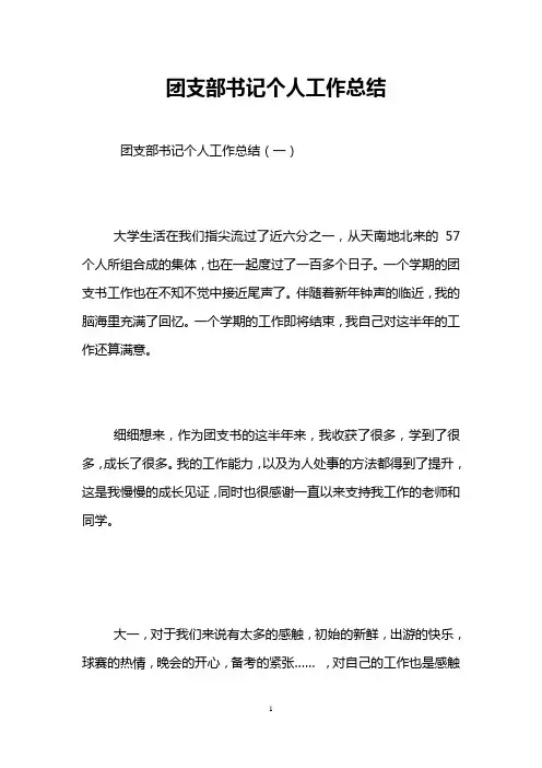 团支部书记个人工作总结