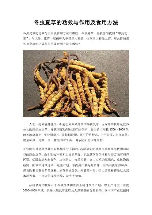冬虫夏草的功效与作用及食用方法