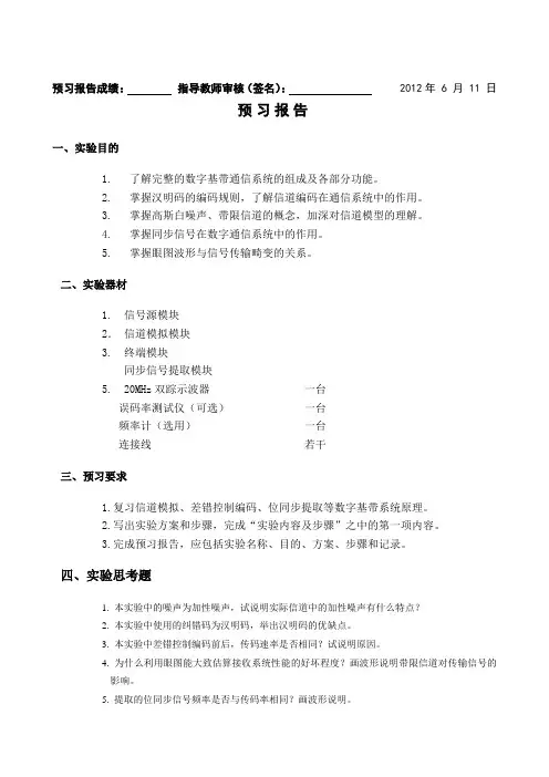 数字基带通信系统实验