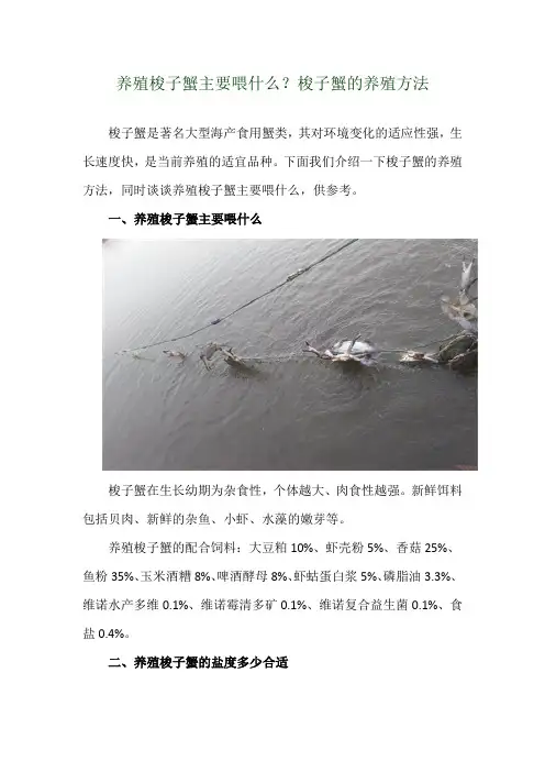 养殖梭子蟹主要喂什么？梭子蟹的养殖方法