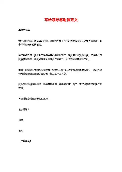 写给领导感谢信范文