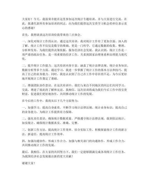 统计专题培训交流发言稿