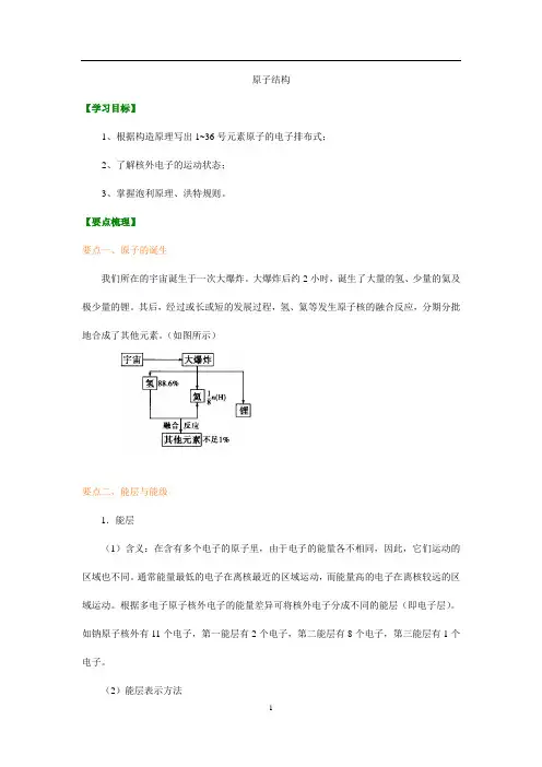 高中化学练习题 原子结构 ( 例题附解析)