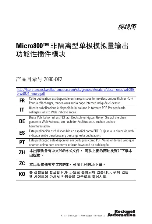 Micro800 非隔离型单极模拟量输出功能性插件模块 产品目录号 2080-OF2说明书