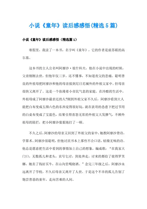 小说《童年》读后感感悟(精选5篇)