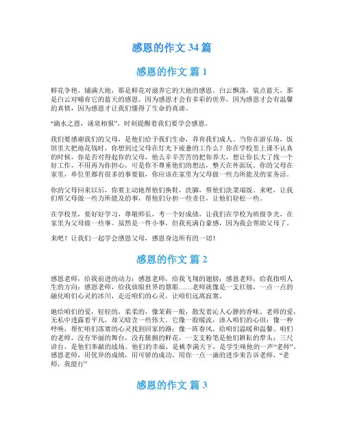 感恩的作文34篇