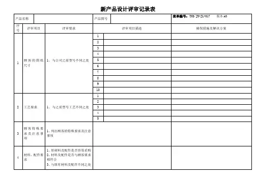 (完整版)设计评审记录表