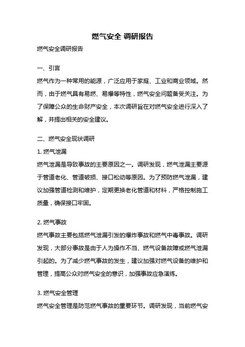 燃气安全 调研报告