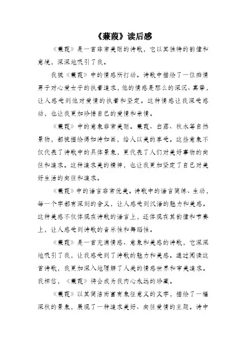 蒹葭读后感