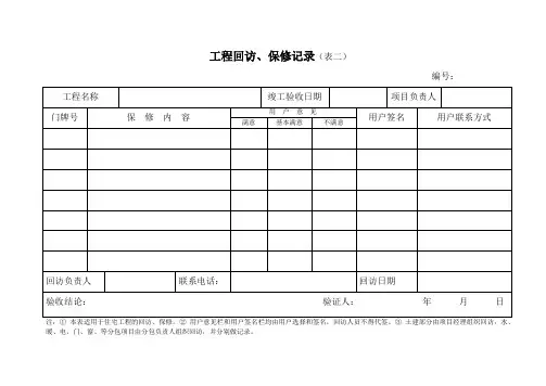 工程回访、保修记录