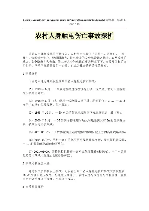 农村人身触电伤亡事故探析
