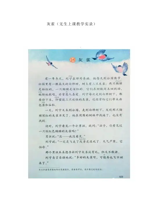 《灰雀》无生上课教学实录附说课稿