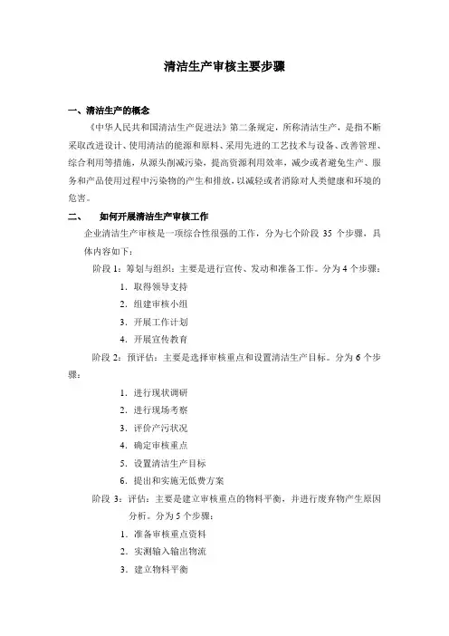 清洁生产审核主要步骤