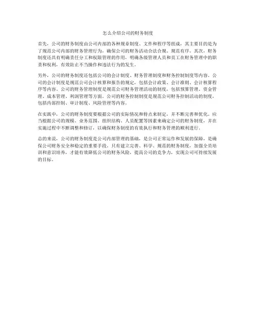 怎么介绍公司的财务制度