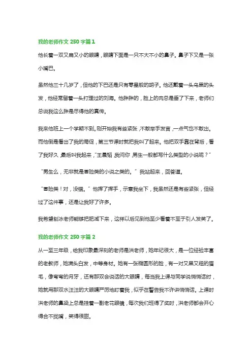 我的老师作文250字(精选2篇)