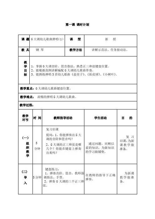 第三单元G大调幼儿歌曲弹唱
