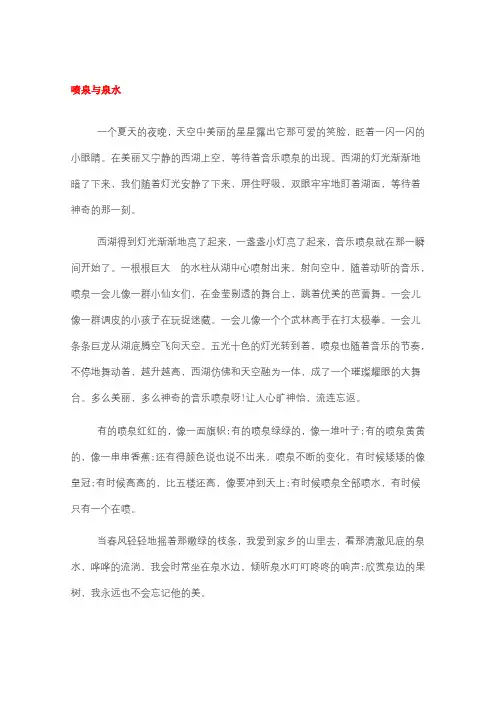 2020年全国1卷高考满分作文示例：喷泉与泉水