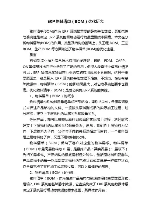 ERP物料清单（BOM）优化研究