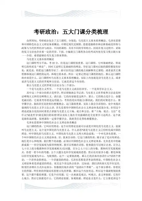 考研政治：五大门课分类梳理