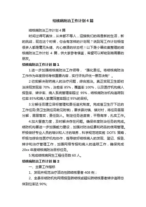 结核病防治工作计划4篇