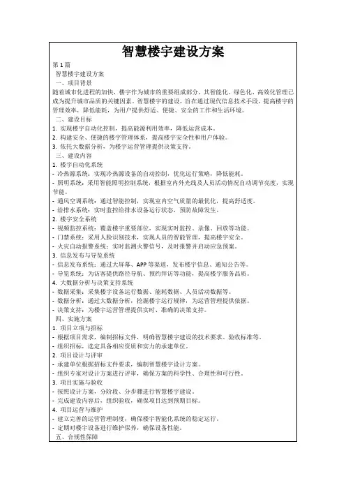 智慧楼宇建设方案