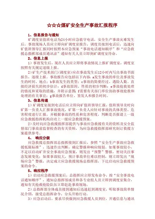 煤矿安全生产事故汇报程序(最新整理)