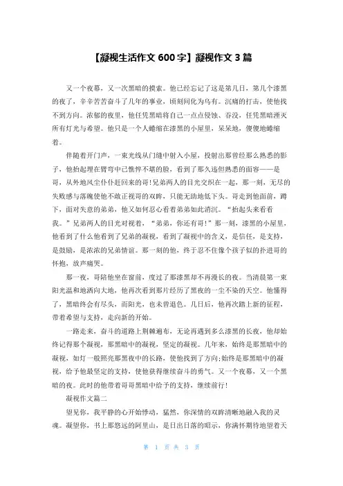 【凝视生活作文600字】凝视作文3篇