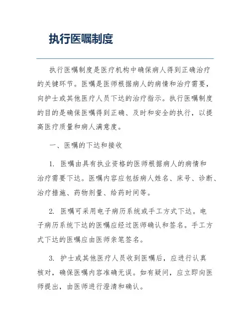 执行医嘱制度