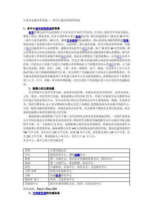 日本东京城市带发展——多中心城市结构的形成
