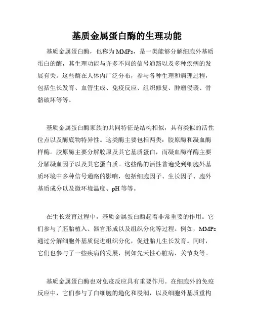 基质金属蛋白酶的生理功能