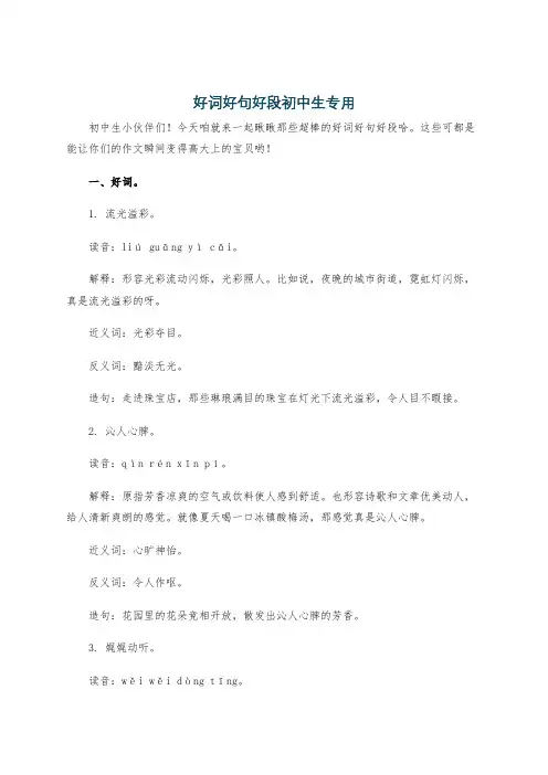 好词好句好段初中生专用
