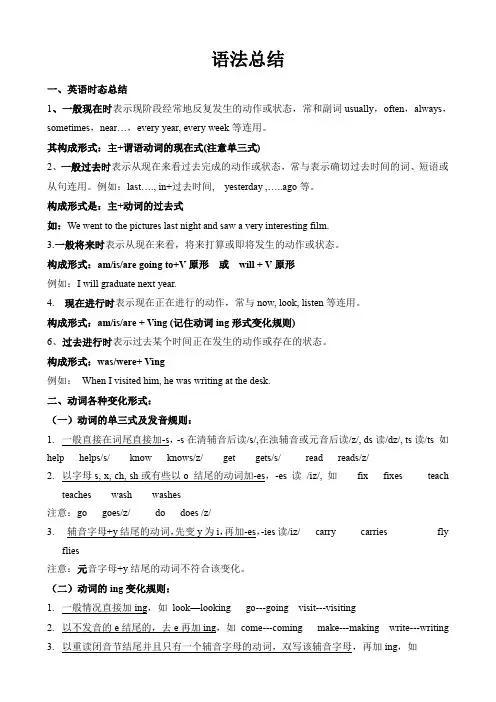 动词的“三单”,ing,和过去式变化规则