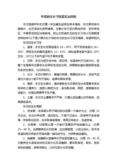 冬瓜的生长习性是怎么样的