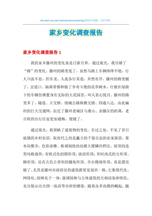 2021年家乡变化调查报告