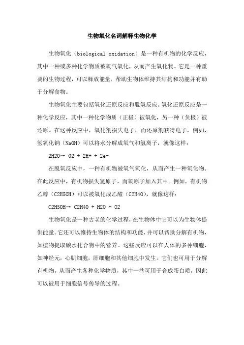 生物氧化名词解释生物化学