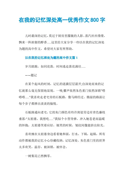 在我的记忆深处高一优秀作文800字