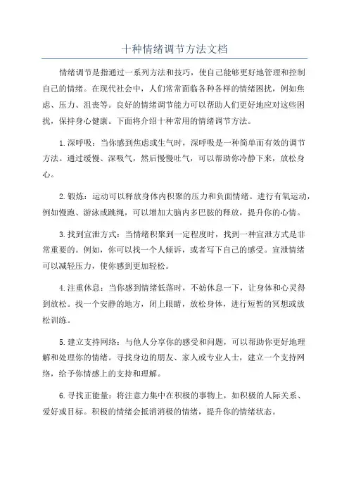 十种情绪调节方法文档