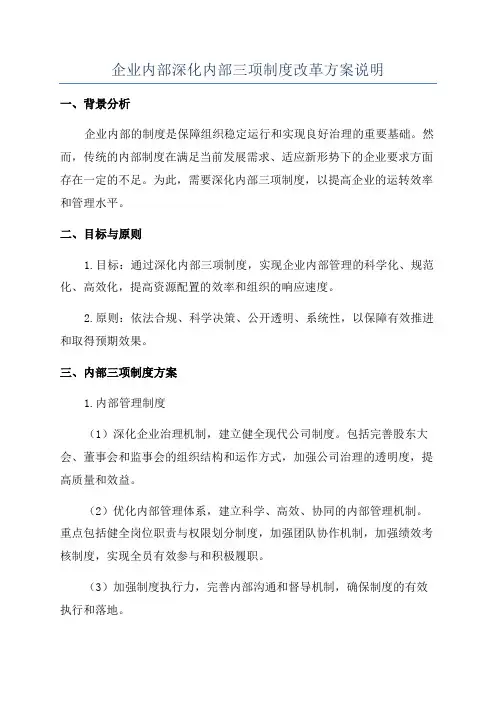 企业内部深化内部三项制度改革方案说明