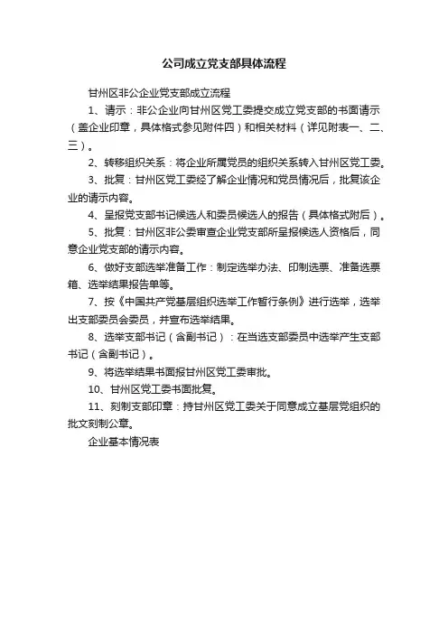 公司成立党支部具体流程