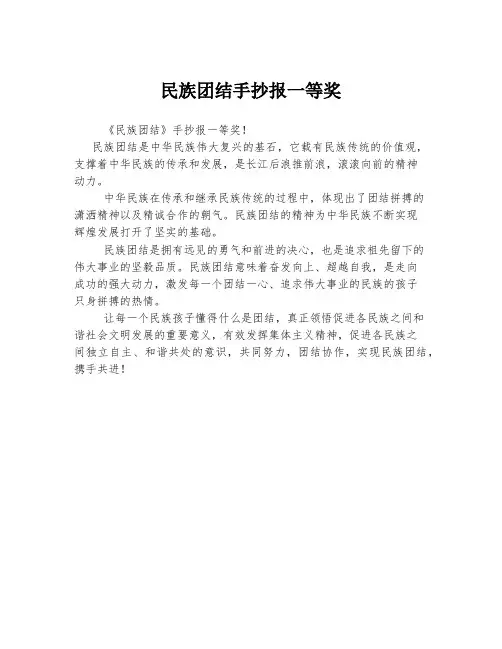 民族团结手抄报一等奖