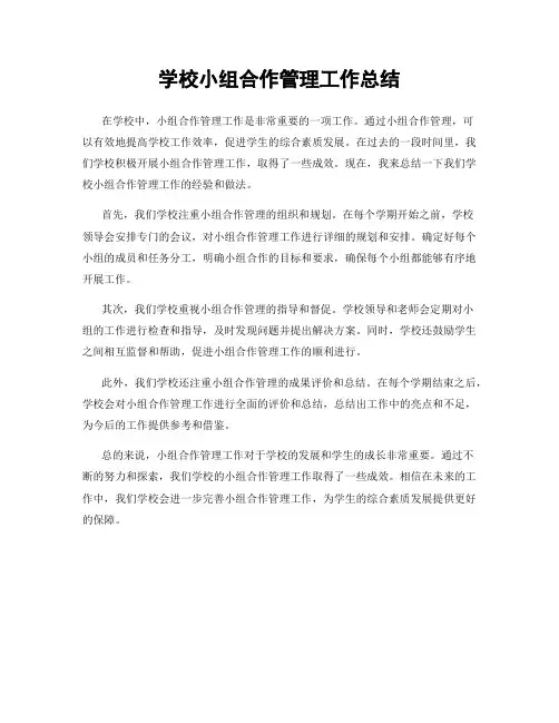 学校小组合作管理工作总结