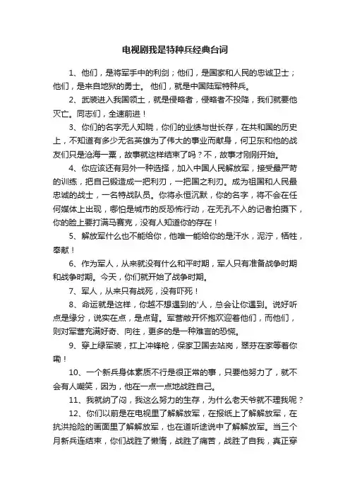 电视剧我是特种兵经典台词