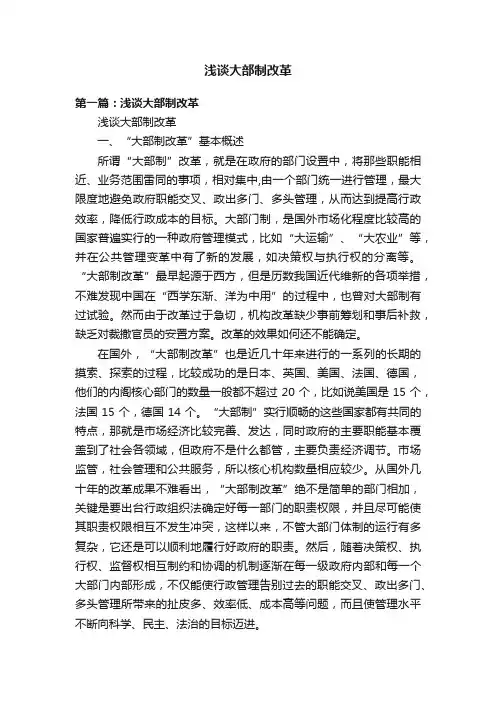 浅谈大部制改革