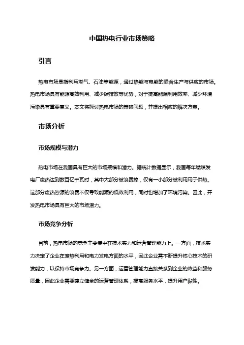 中国热电行业市场策略