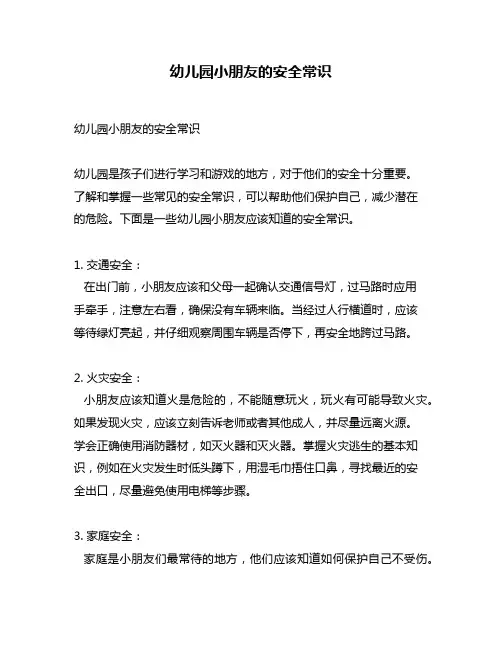 幼儿园小朋友的安全常识