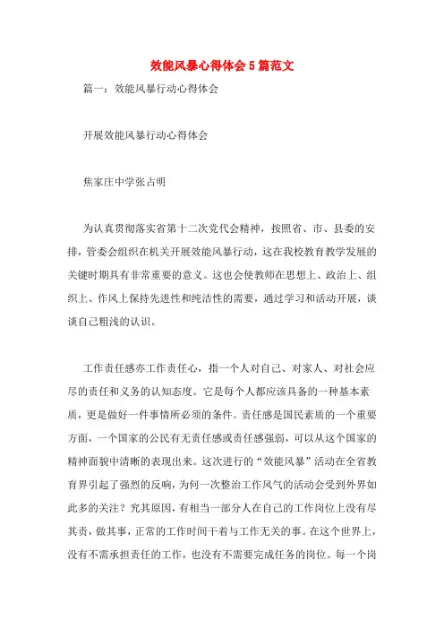 效能风暴心得体会5篇范文