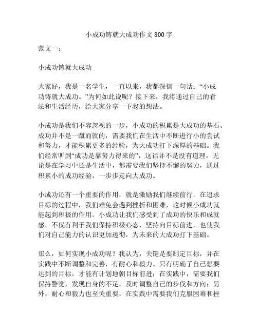 小成功铸就大成功作文800字
